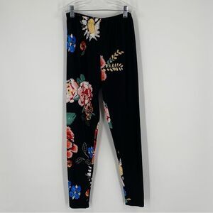 Agnes & Dora Women’s Black Large Floral Leggings Size Small / Medium
